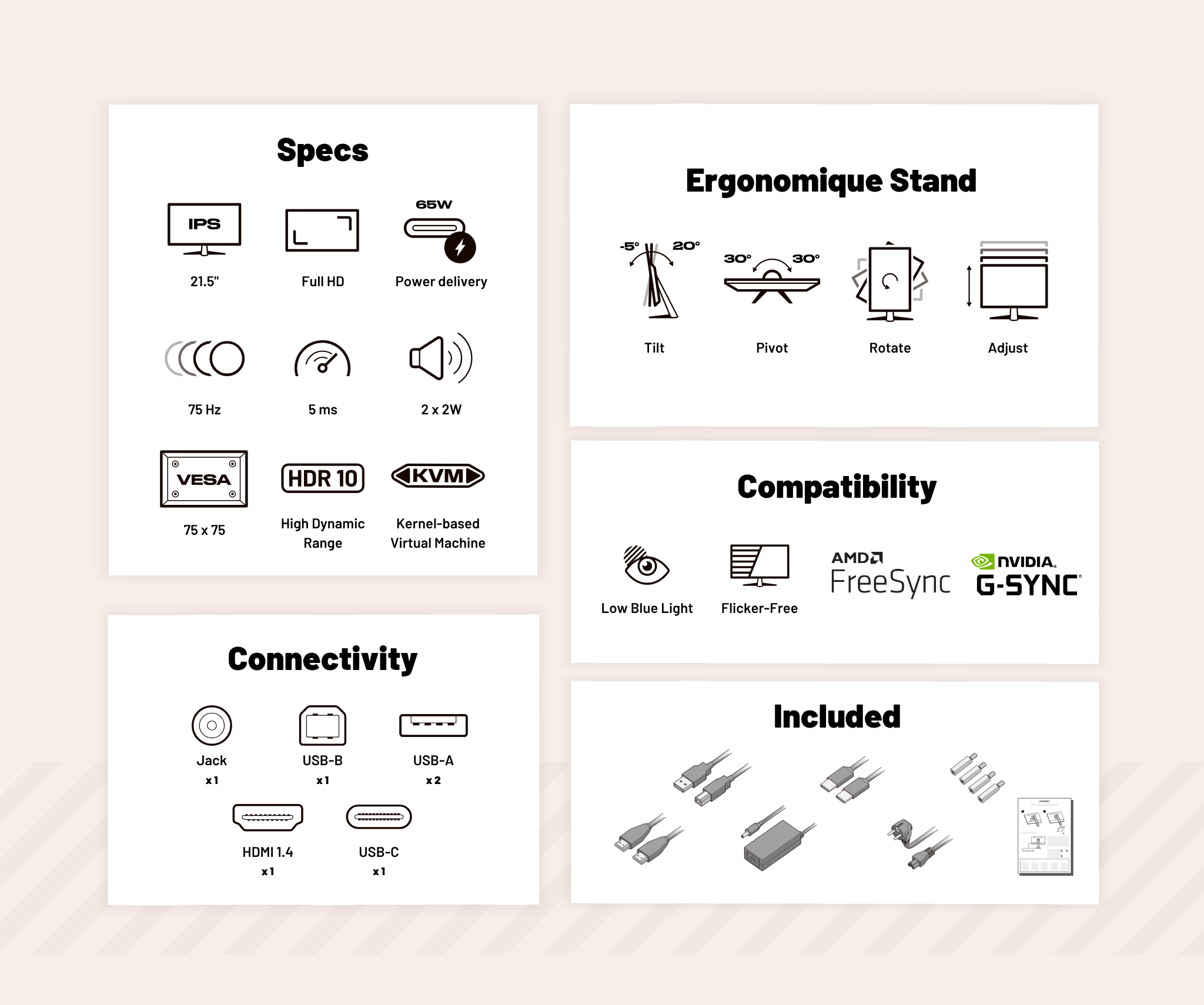 Monitor | 21.5" | FULL HD | USB-C (+ Ladung 65W)