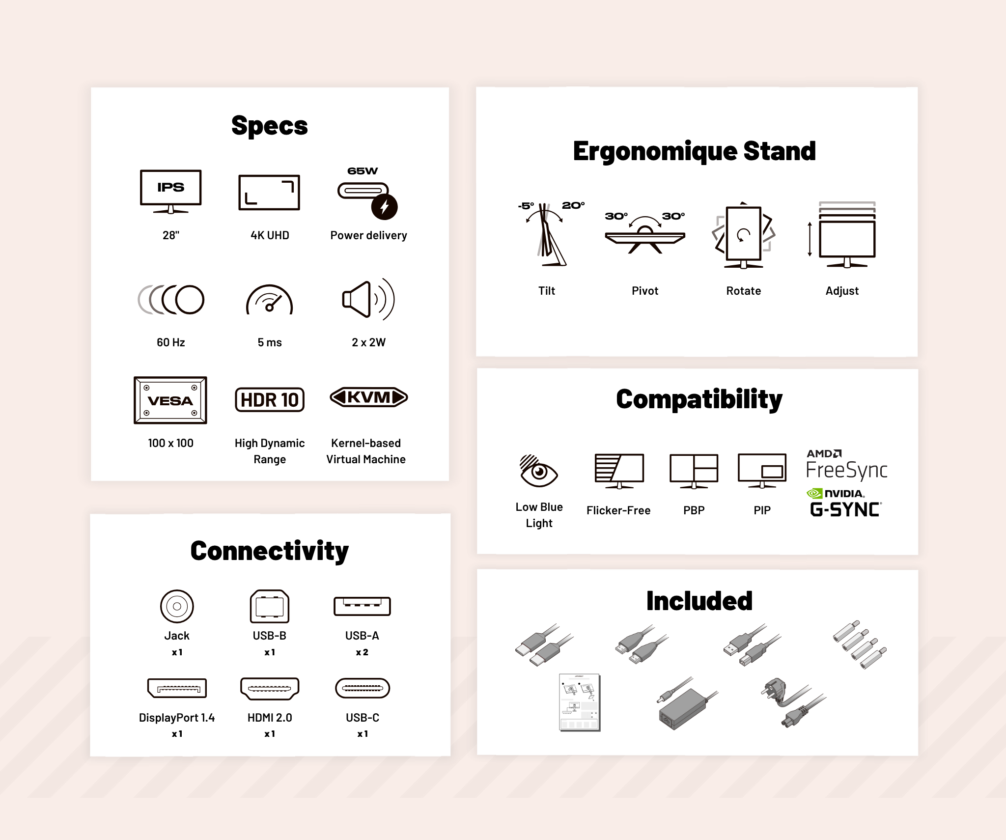Office Monitor | 28" | 4K UHD | USB-C (+ 65W charging)