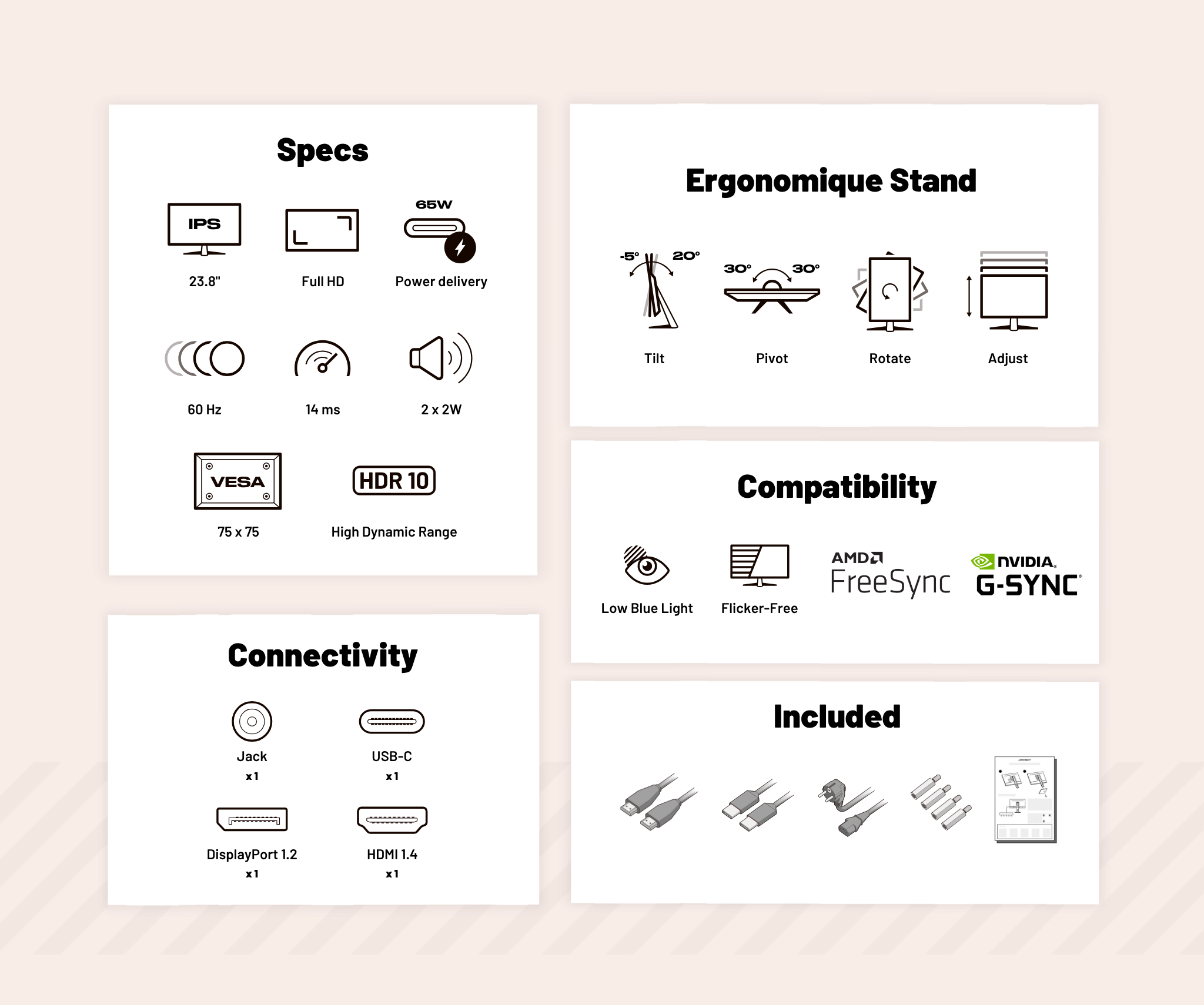 Office Monitor | 23.8" | FULL HD | USB-C (+ 65W charging) (refurbished)
