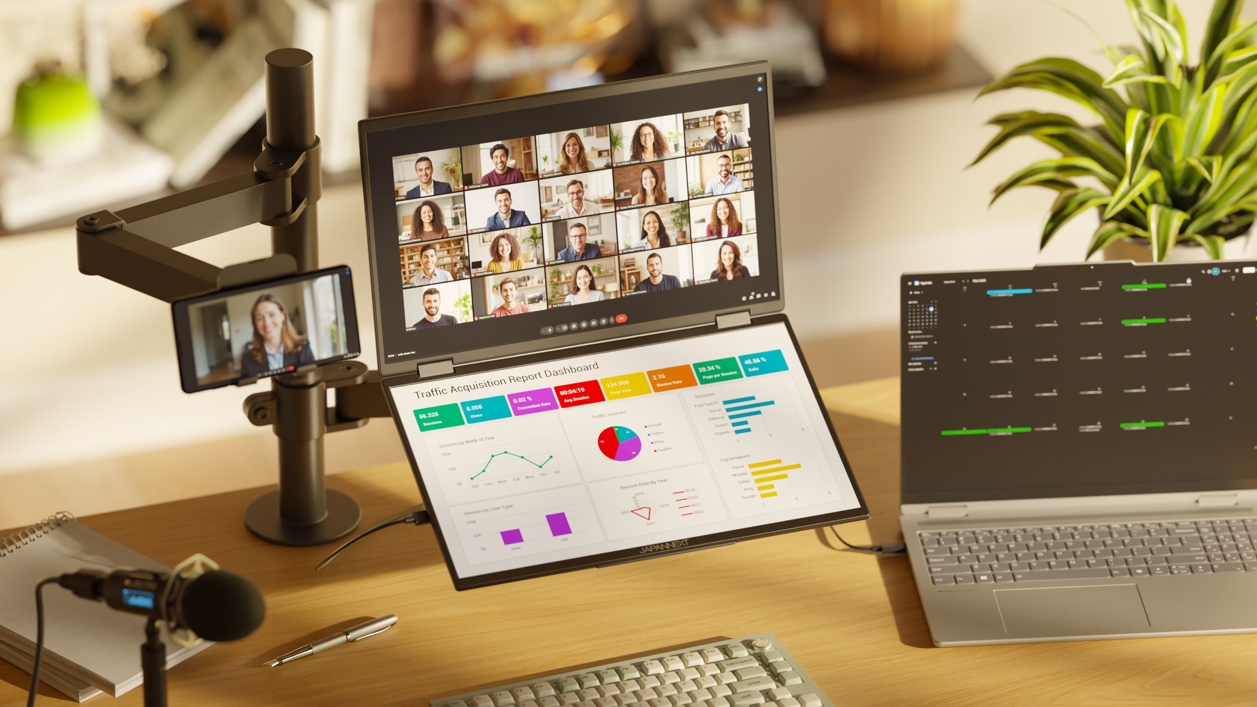 Doppelbildschirm, mobil | 2 x 23,8“ | IPS | FHD