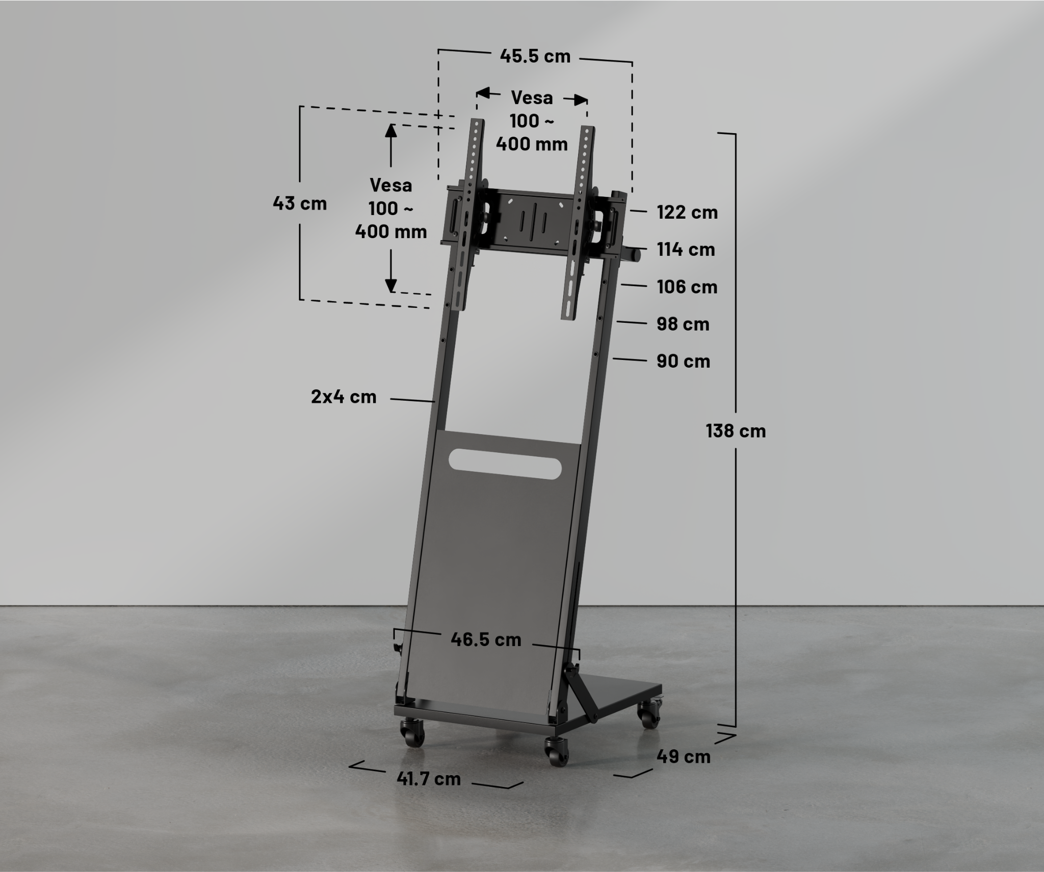 Large-format monitor trolley stand