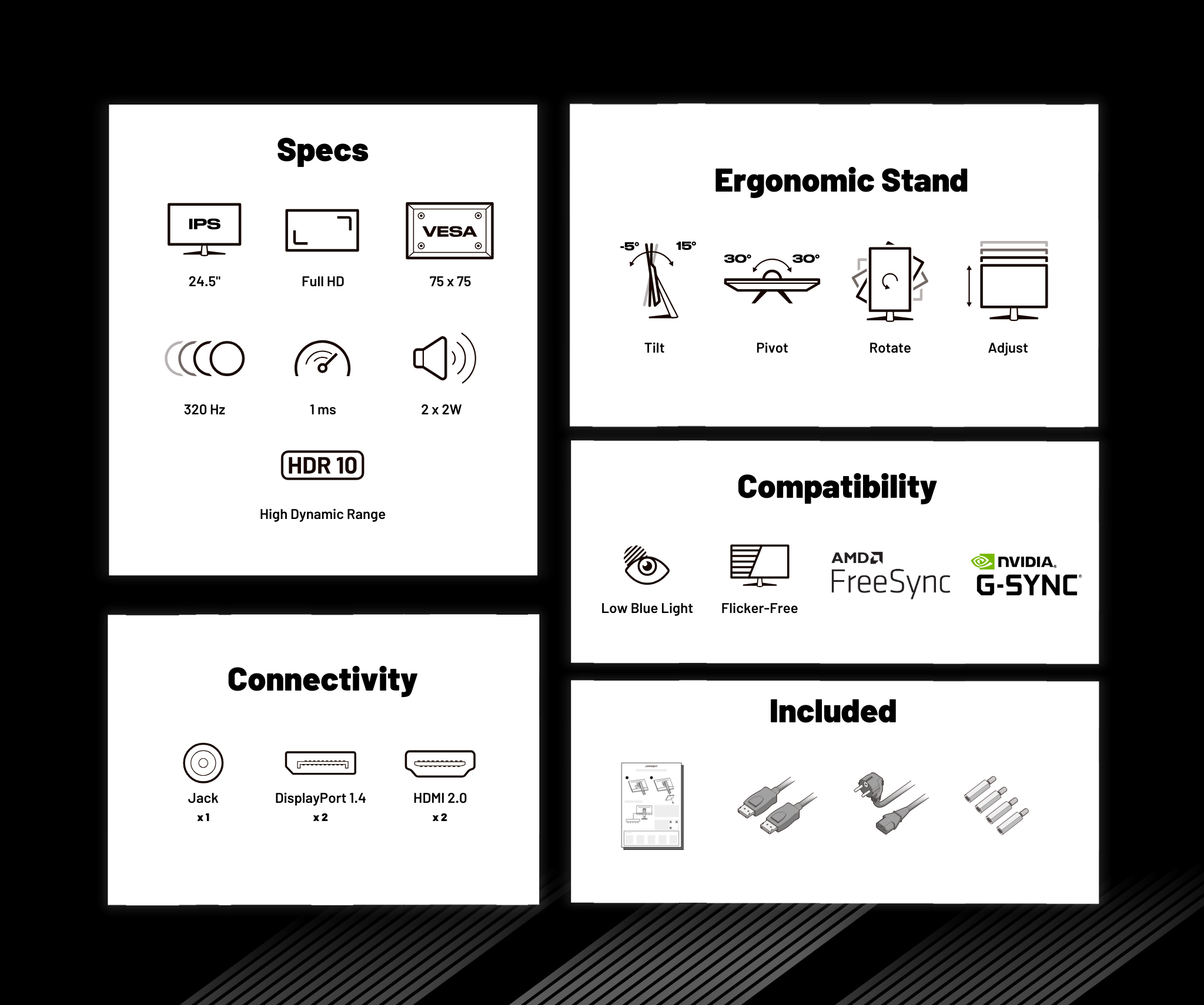Gaming Monitor | 24.5" | IPS | FHD | 320Hz | Ergonomic stand (refurbished)