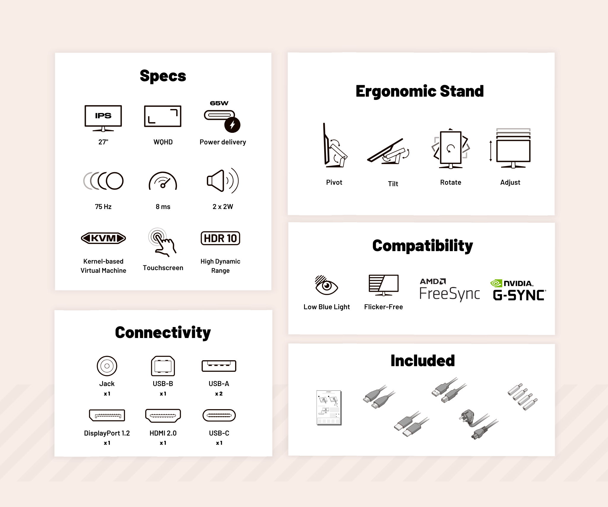 Monitor | 27" | WQHD | Touchscreen | Power Delivery 65 W | KVM | Weiß