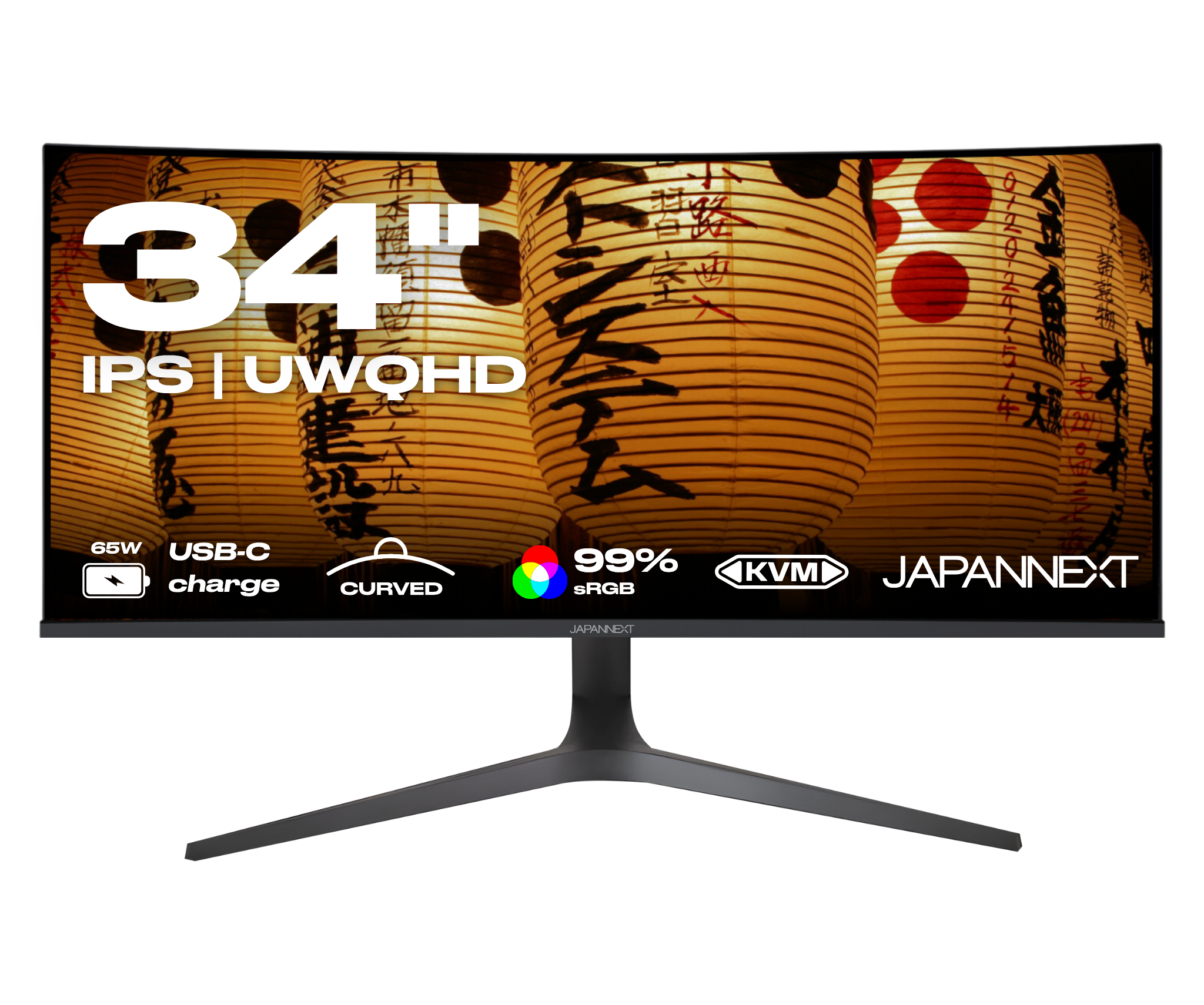 Curved monitor, 34 inches IPS panel - Japannext – JAPANNEXT