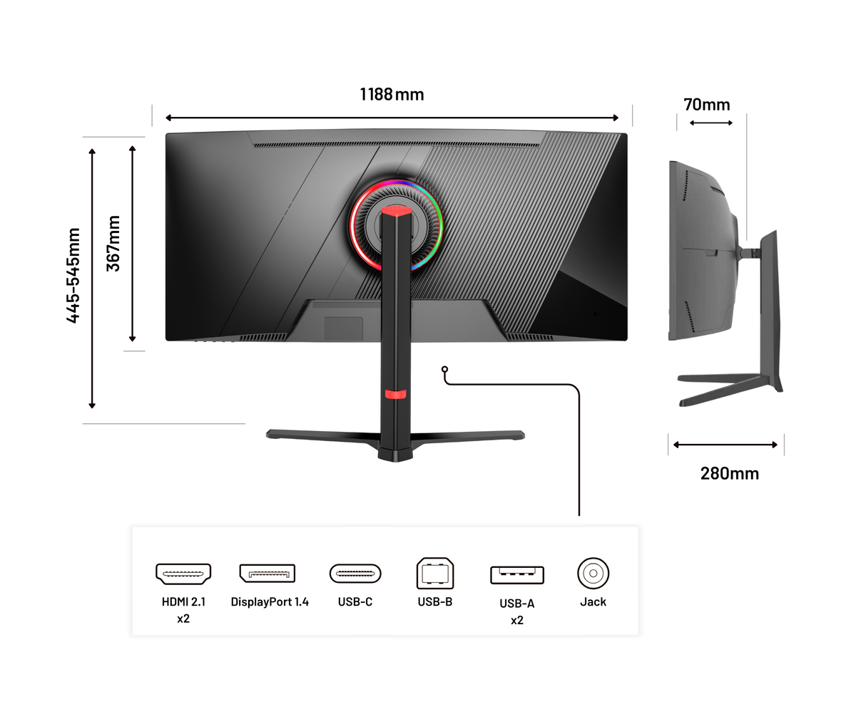 49-inch Curved Monitor, 5K UHD, 165Hz, USB-C 90W, LAN Port. Ideal for Simulation Gaming and Office Work