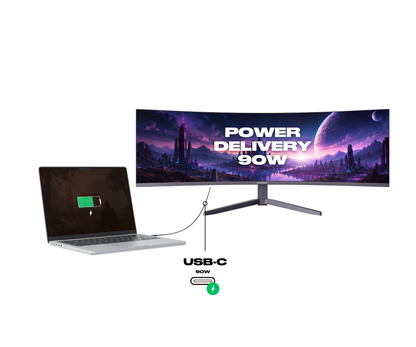 49-inch Curved Monitor, 5K UHD, 165Hz, USB-C 90W, LAN Port. Ideal for Simulation Gaming and Office Work