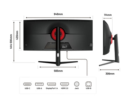 Curved Monitor | 39.7" | IPS | WUHD | USB-C (+ 65W charging)