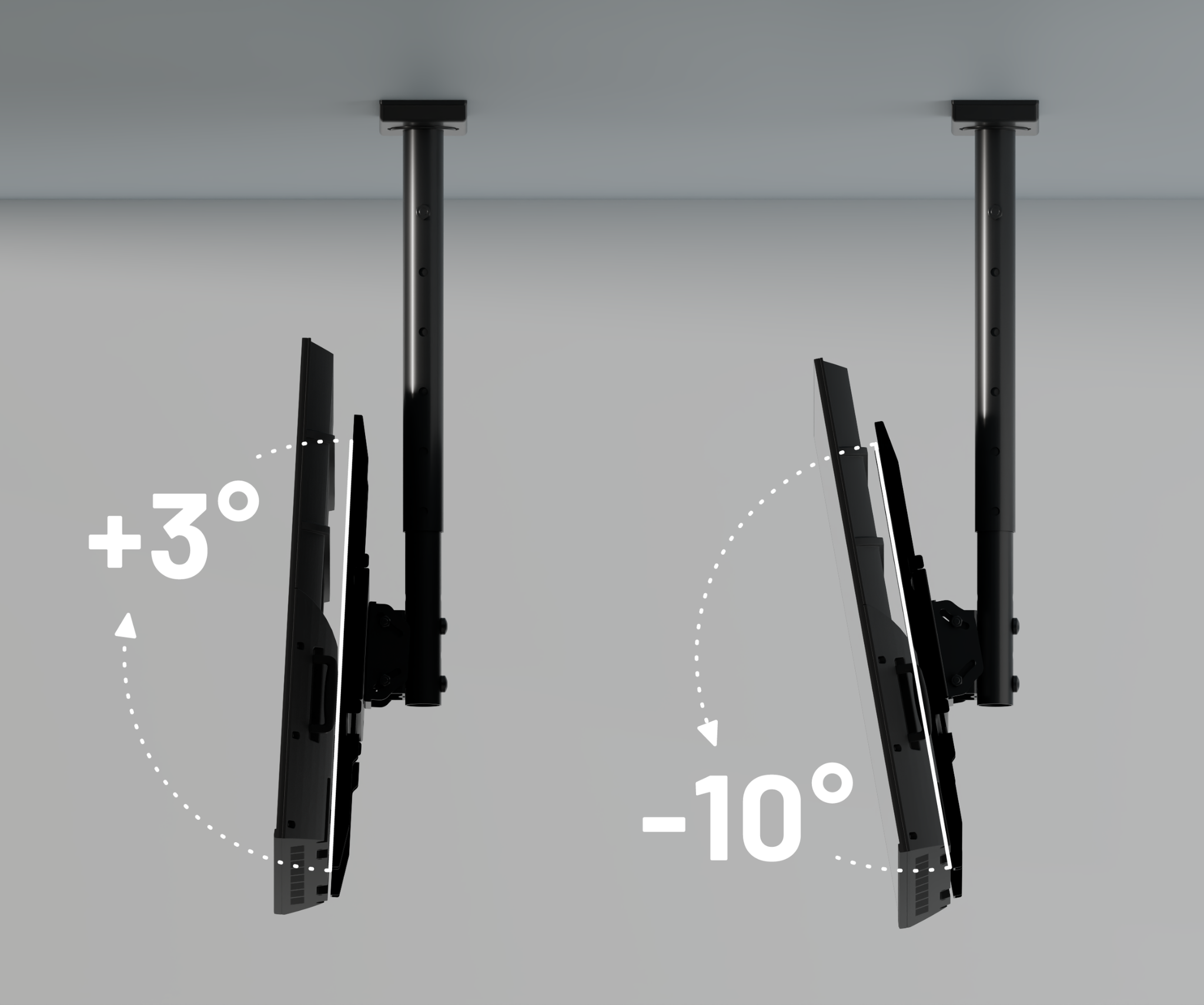 Ceiling mount for large format monitors 32” to 75”