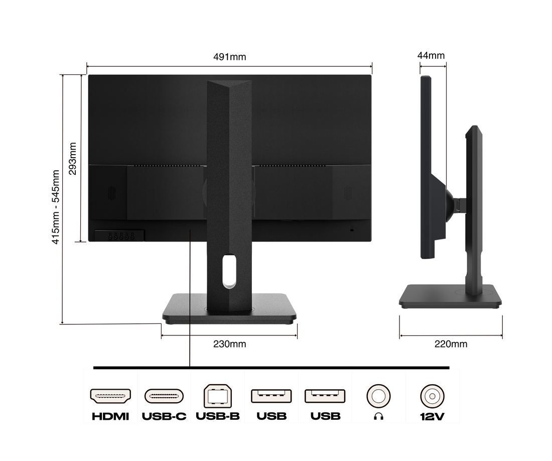 Desktop Monitor | 21.5" | FULL HD | USB-C (+ 65W charging)