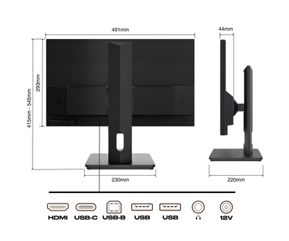 Büro Monitor | 21.5&quot; | FULL HD | USB-C (+ Ladung 65W)