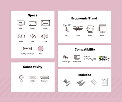 Gaming Monitor | 23,8“ | IPS | FHD | 165Hz | Pastellrosa