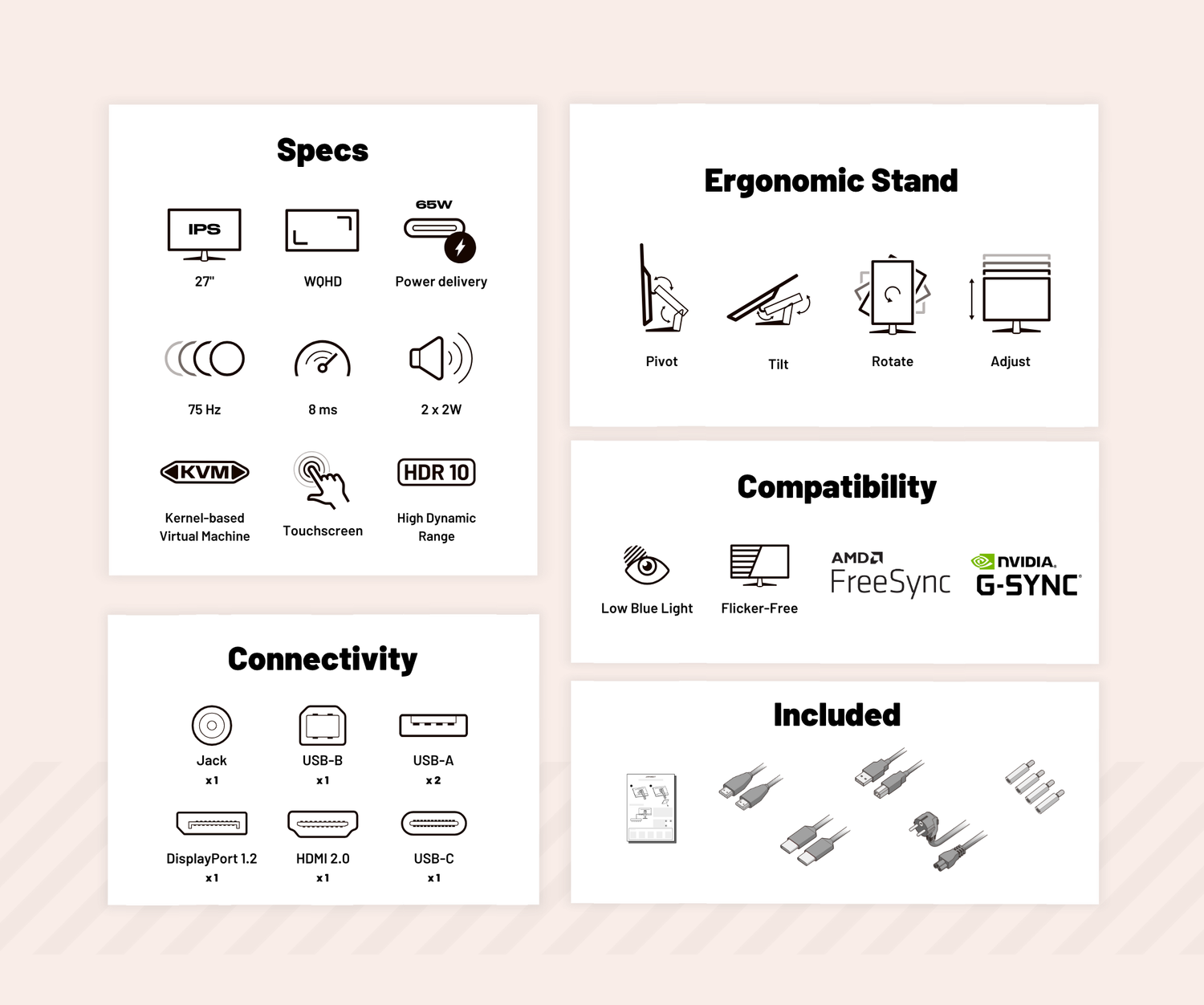 Monitor | 27&quot; | WQHD | Touchscreen | Power Delivery 65 W | KVM | Weiß