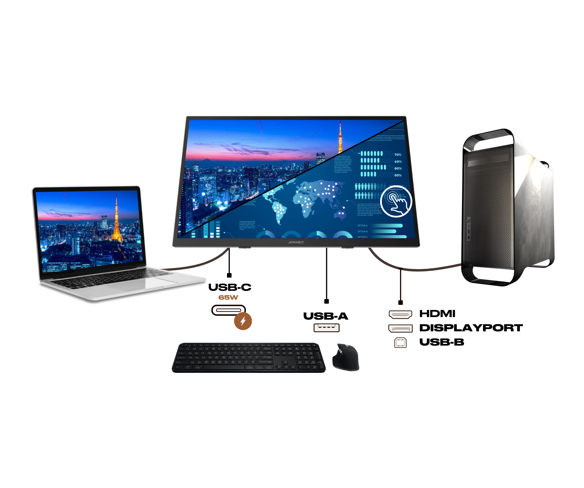 Desktop Monitor | Touchscreen | 27&quot; | WQHD | USB-C (+ 65W charging)