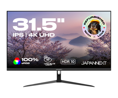 Écran PC bureautique Japannext 31,5 pouces 4K UHD IPS reconditionné, noir sur pied en V, HDR10