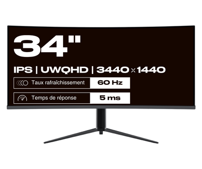 Curved Monitor | 34&quot; | UWQHD | IPS panel | USB-C (+ 65W charging)