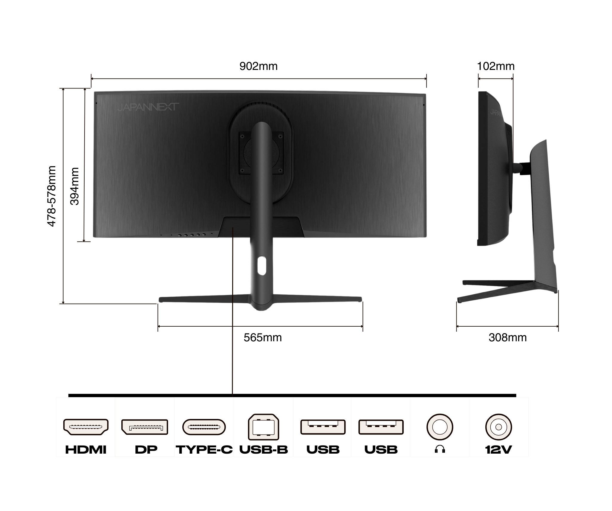 Curved Monitor | 37.5&quot; | UWQHD+ | Dalle IPS | USB-C (+ charge 65W)