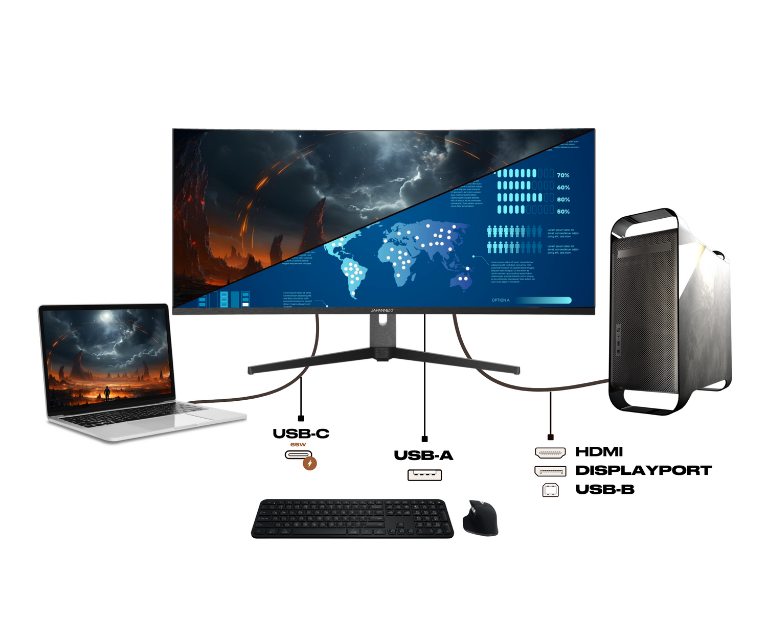 Curved Monitor | 37.5&quot; | UWQHD+ | 144Hz | USB-C (+ 65W charging)